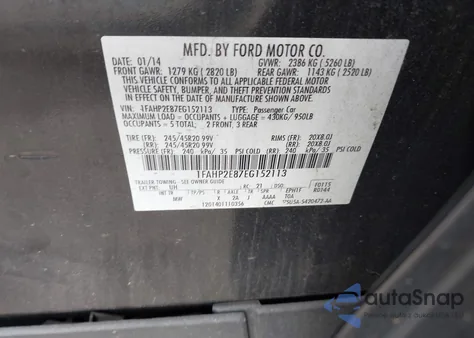 2014 Ford Taurus Sel z USA, uszkodzony, nr VIN 1FAHP2E87EG152113